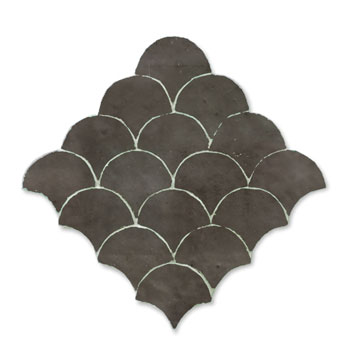 Mosaic House Moroccan tile Fleurs 31 Graphite, gray   solid zellige, mosaic, zellij, field, pattern, glaze, fishscale, classic 